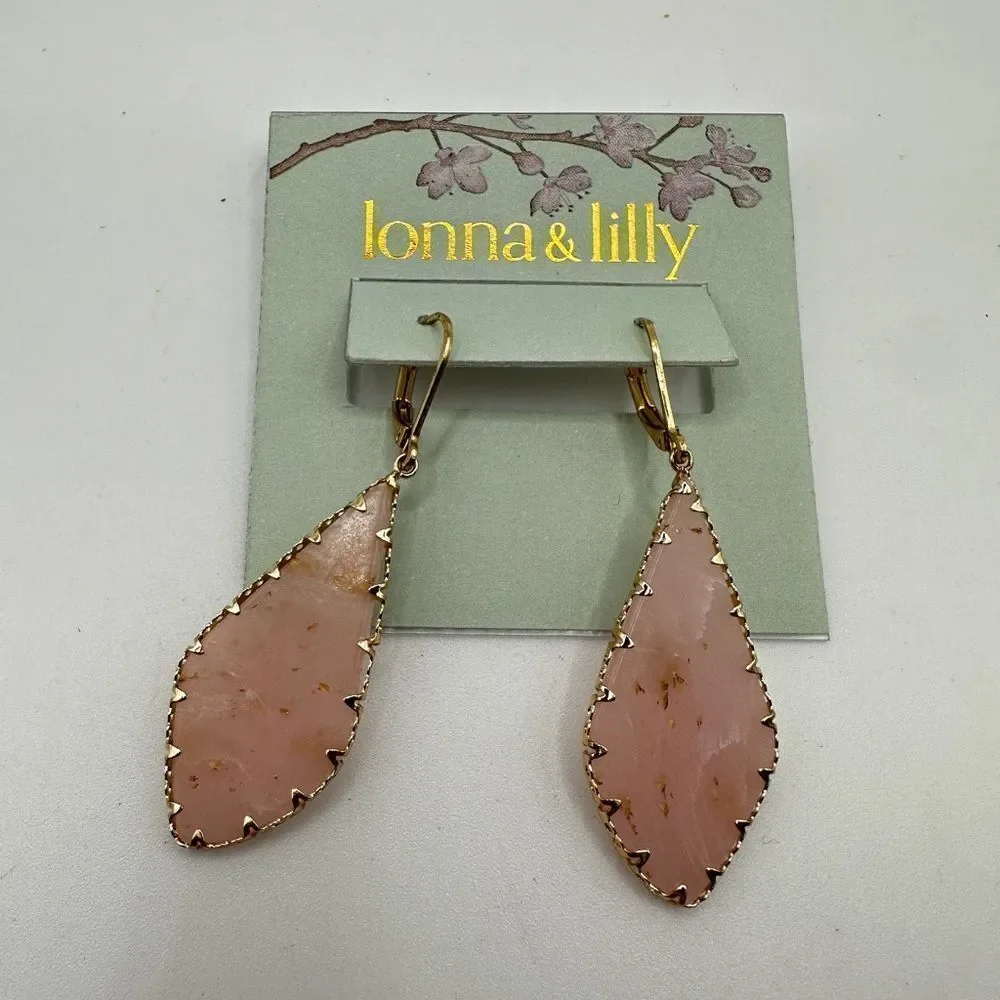 NWT Lonna & Lilly Pink kite shaped, gold tone‎ dangle earrings!